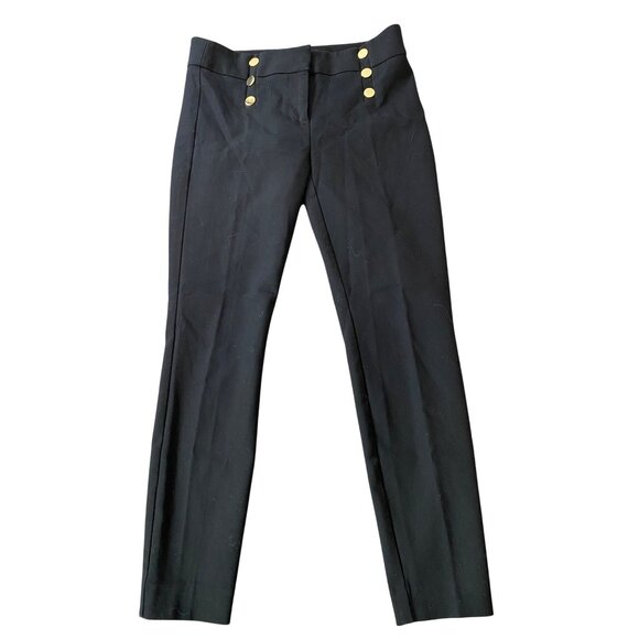 Loft Marisa Black Pants Gold Button Accents 2P - Picture 1 of 8